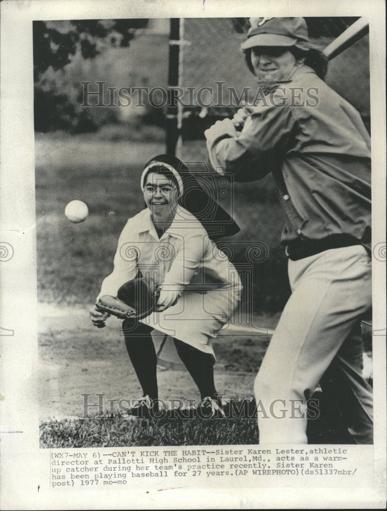 1977 Press Photo Sister Karen Lester Nun Pallotti High - RRV63641- Historic Images