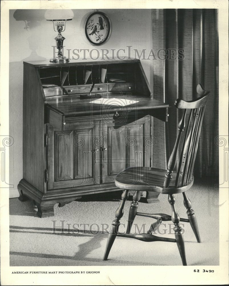 1962 Press Photo Secretary Desk Curator Cherry - RRV64245- Historic Images