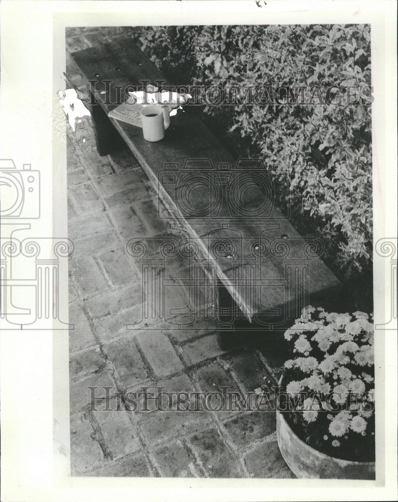 1982 Press Photo Plank Bench Garden - RRV65293- Historic Images