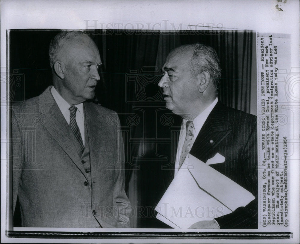 1956 Press Photo Edward Corsi Immigration Adviser Mich - RRX04327- Historic Images