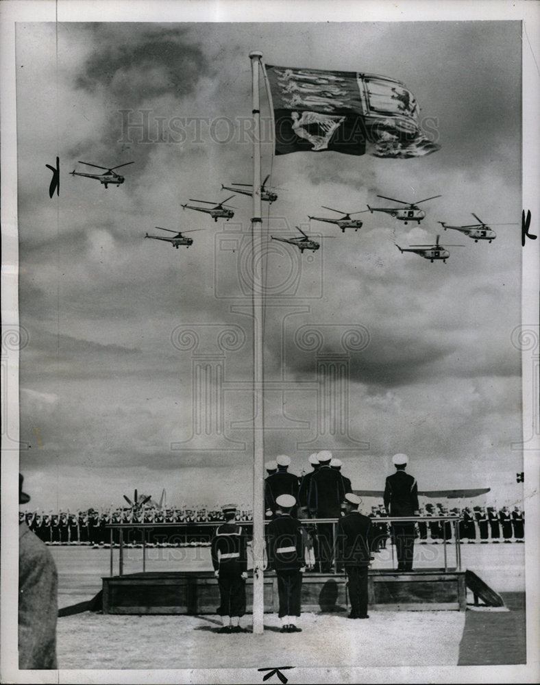 1956 Press Photo Helicopters fly Fleet Air Arm Station - RRX65873- Historic Images