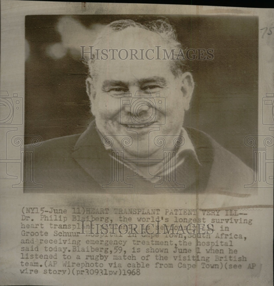 1968 Press Photo Dr. Philip Blaiber, long surviving hea- Historic Images