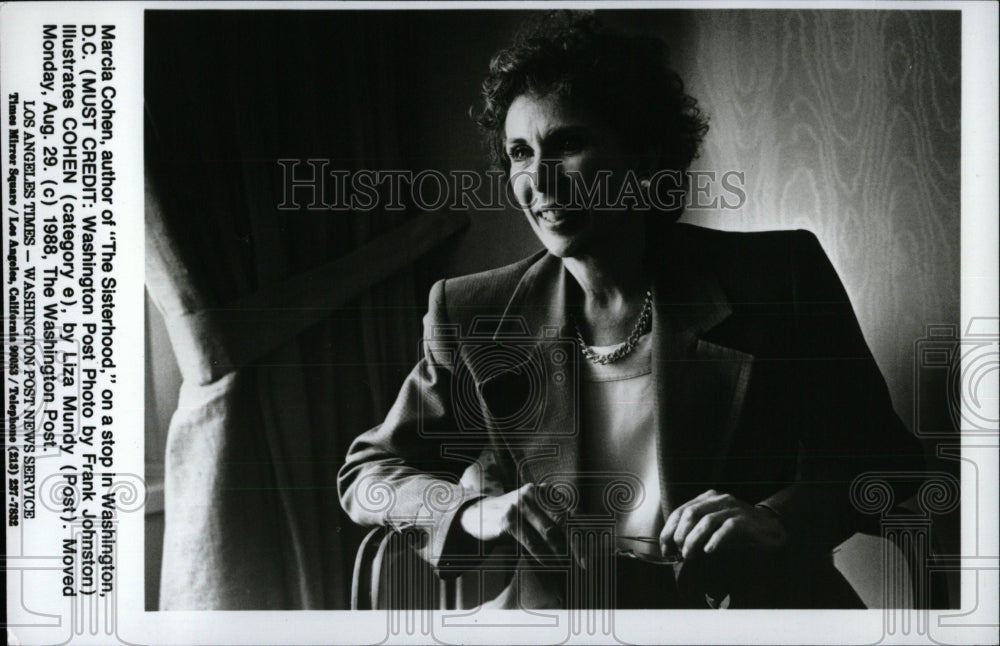 1988 Press Photo Marcia Cohen Author The Sisterhood - Historic Images