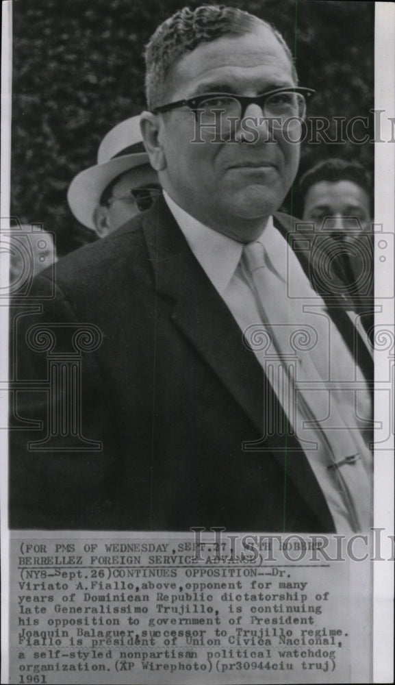 1961 Press Photo Dr Viriato Fiallo Opponent Dominican R- RSA03431- Historic Images