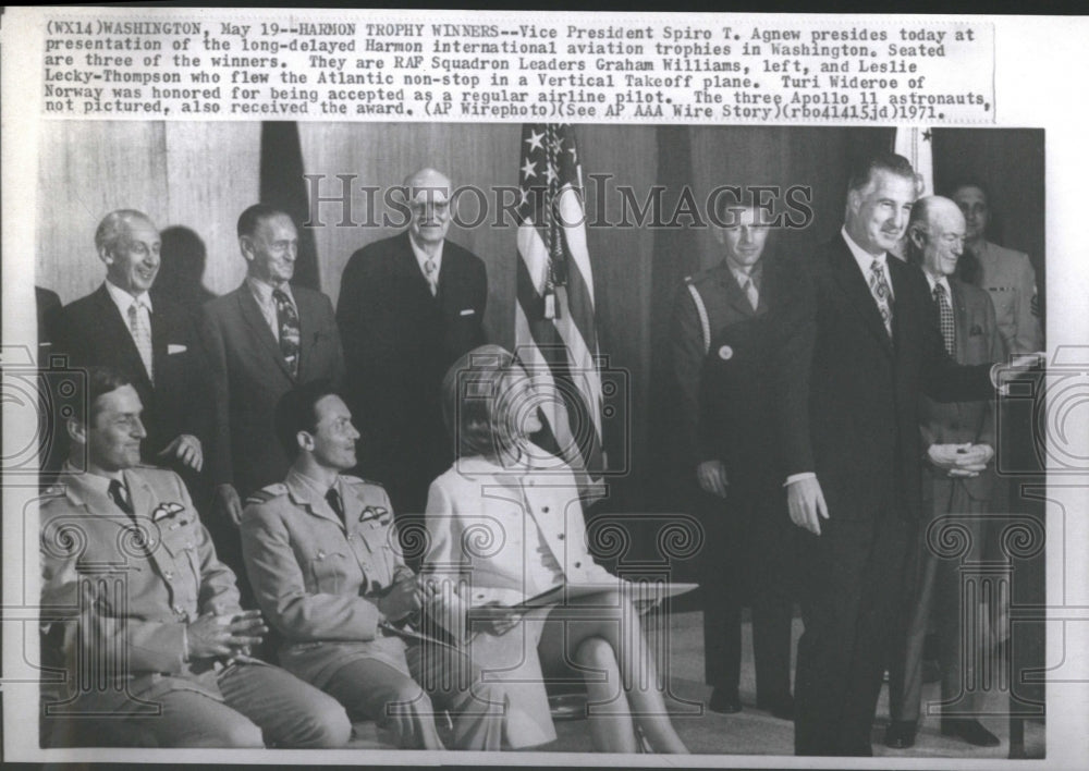 1971 Press Photo Spiro Agnew Harmon international aviat- Historic Images