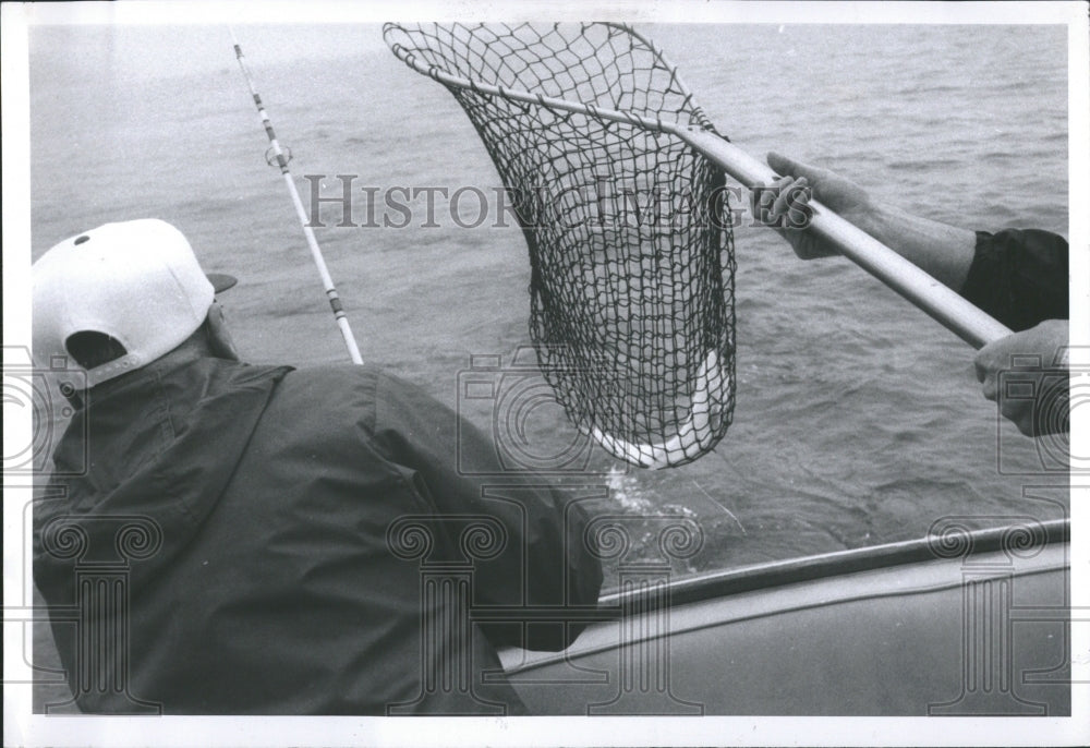 1971 Press Photo Michigan City Men Fishing Salmon- RSA07033- Historic Images