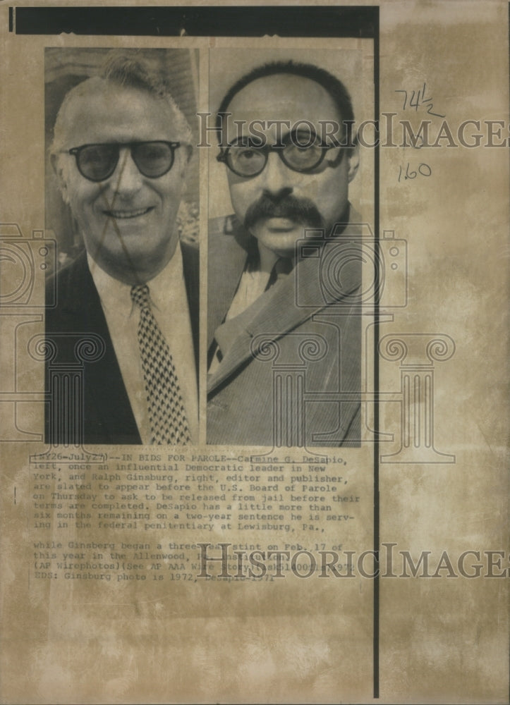 1971 Press Photo Carmine G Desapio Ralph Ginsburg- Historic Images