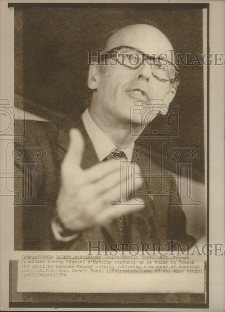 1974 Press Photo French President Lavery Giacard D&#39;Esta- Historic Images