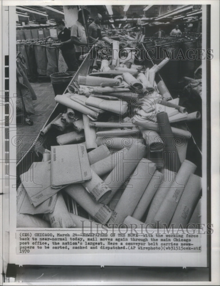 1970 Press Photo Chicago post office working force Mail- RSA10597- Historic Images