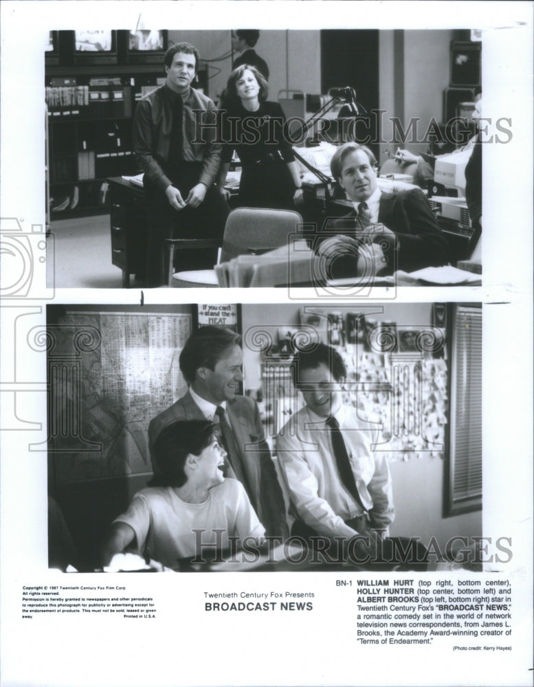 1988 Press Photo William Hurt Holly Hunter TV News Broo- Historic Images