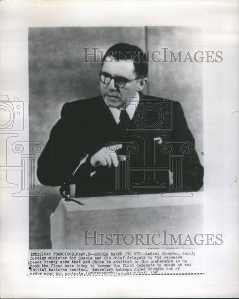 1951 Press Photo Andrei Gromyko Deputy Foreign Minister- RSA12523- Historic Images