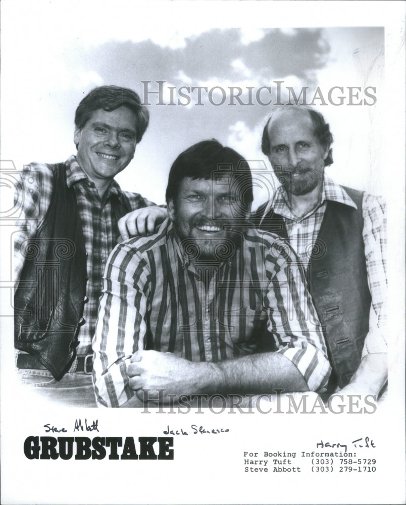 1987 Press Photo Grubstake members Steve Abbott, Harry - Historic Images