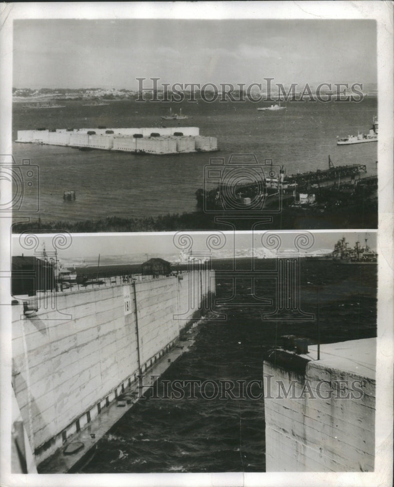 1948 Press Photo British Navy Floating Harbor Mulberrie- Historic Images