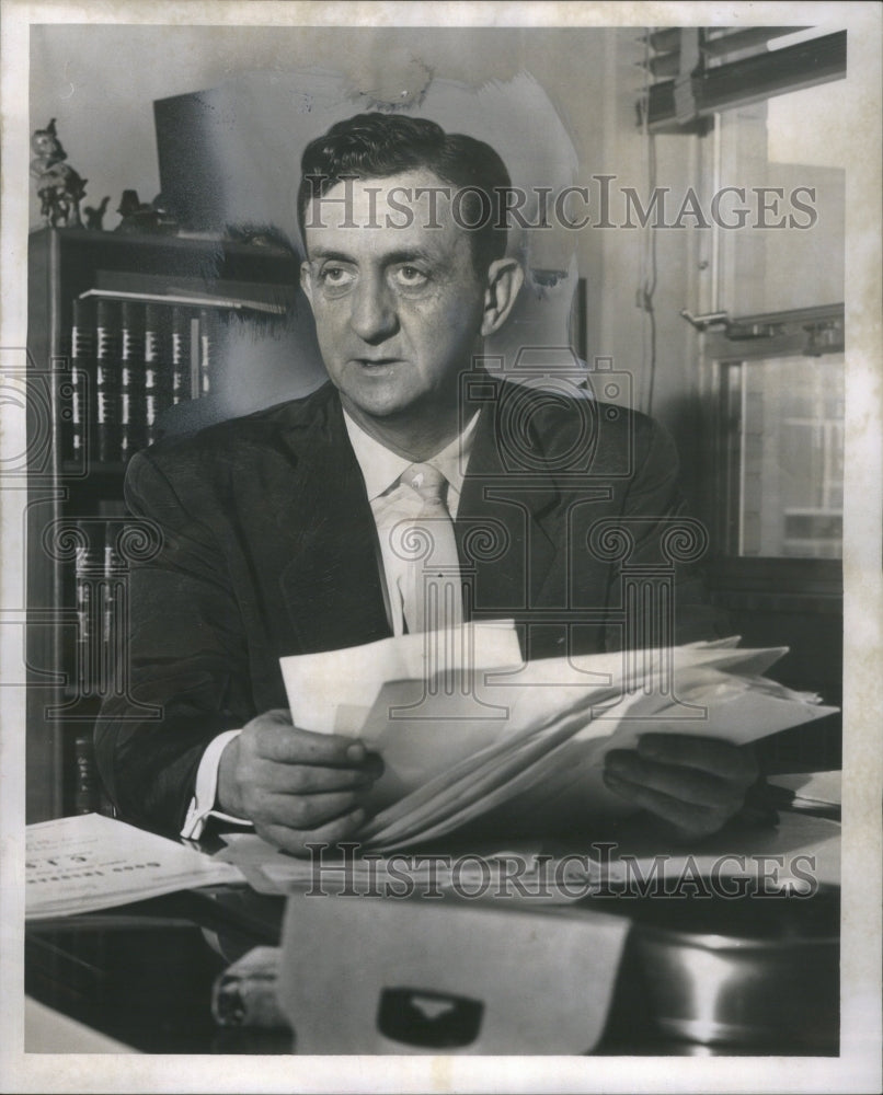 1955 Press Photo Judge Edward T. Kane Detroit Michigan- Historic Images