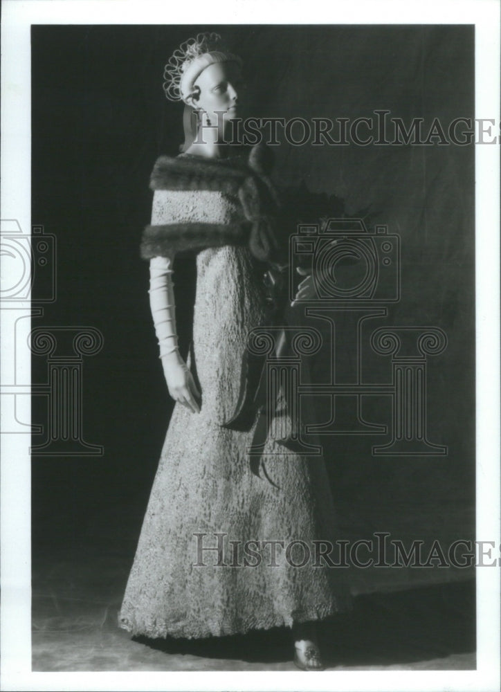 1989 Press Photo pink brocade gown match loan Pam Eldre- Historic Images