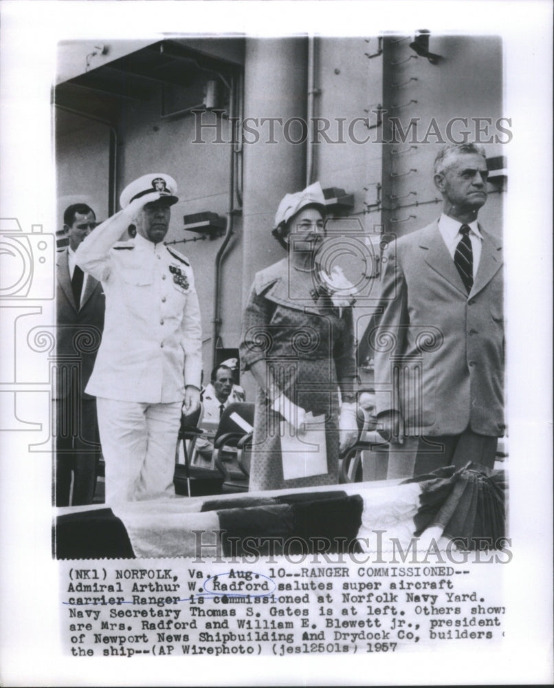 1957 Press Photo Arthur W Radford United States Navy Ad- RSA21781- Historic Images