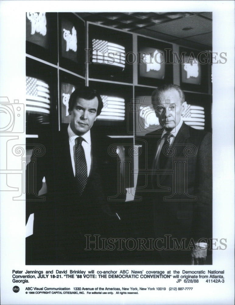 1988 Press Photo Peter Jennings David Brinkley TV News - Historic Images