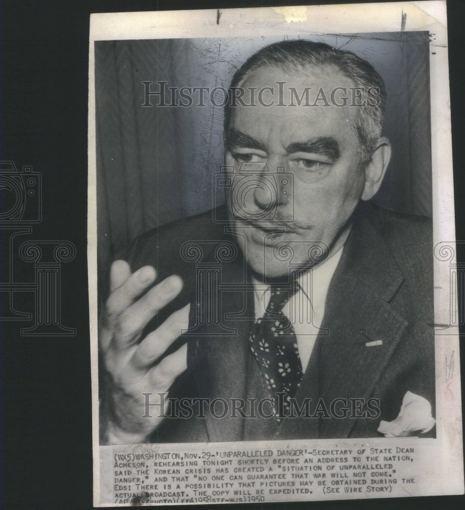 1950 Press Photo Secretary-State Dean Acheson Rehearsin- RSA23823- Historic Images