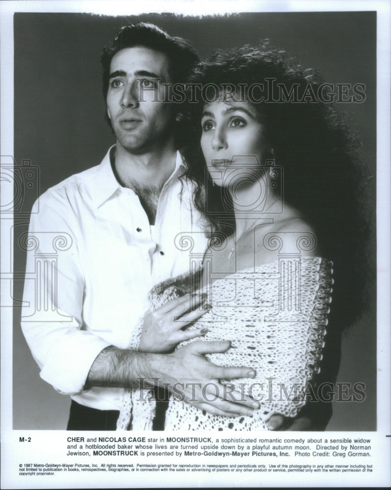 1988 Press Photo Cher & Nicolas Cage Star Moonstruck- Historic Images