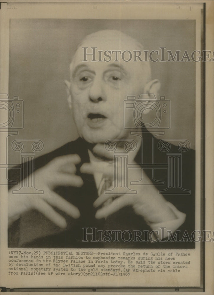 1967 Press Photo French President Charles De Gaulle New- RSA26011- Historic Images