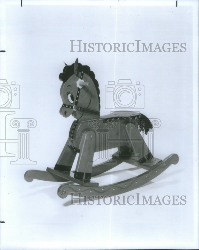 1990 Press Photo Children Play Toy Rocking Horse- RSA28015- Historic Images