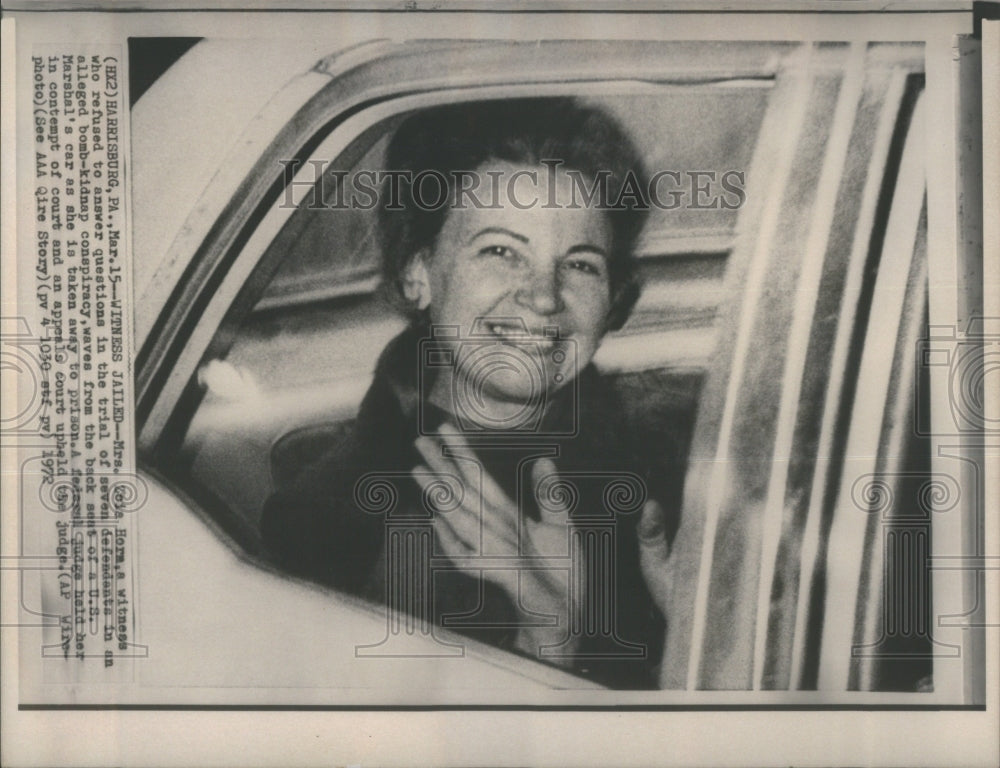 1972 Press Photo Conspiracy Trial Witness Arrest Horn- Historic Images