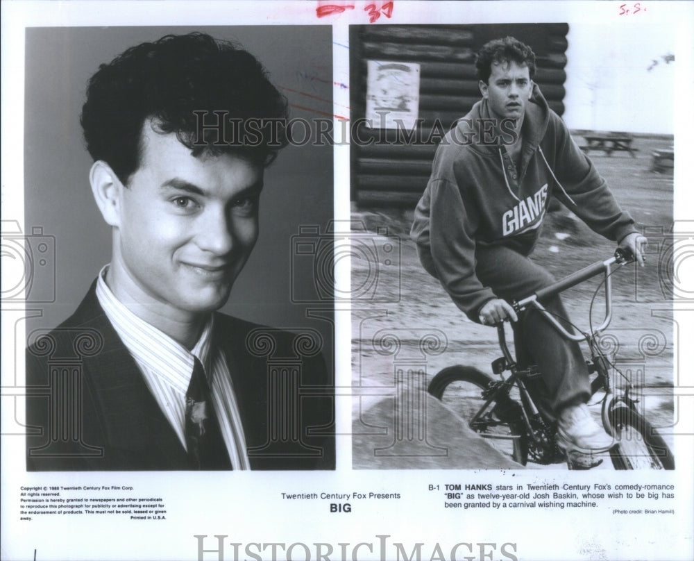 1988 Press Photo Tom Hanks stars Big comedy movie- RSA30423- Historic Images