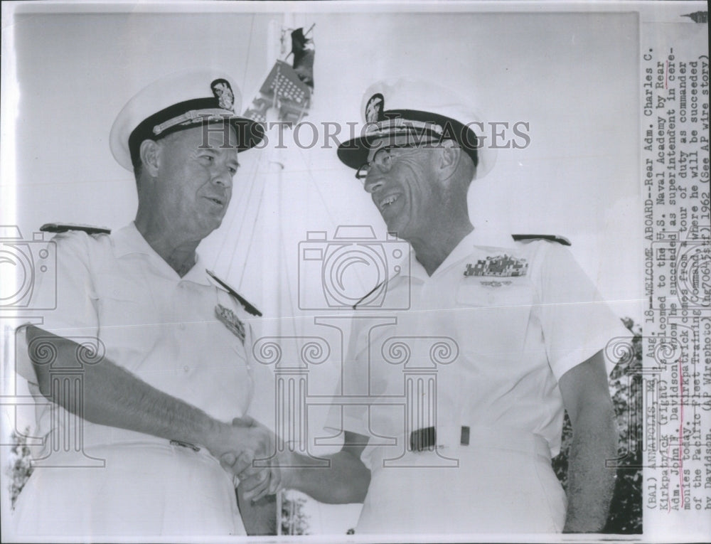 1962 Press Photo Adm Charles Kirkpatrick John Davidson- RSA30501- Historic Images