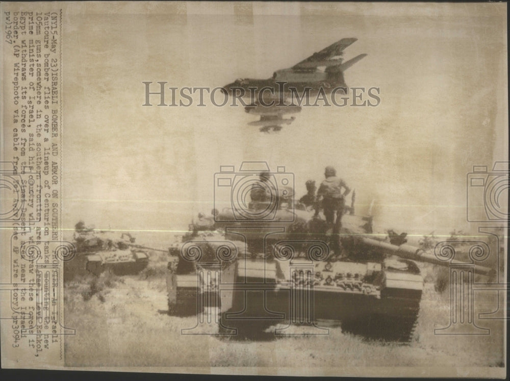 1967 Press Photo Israeli Aircraft and Tanks- RSA33981- Historic Images