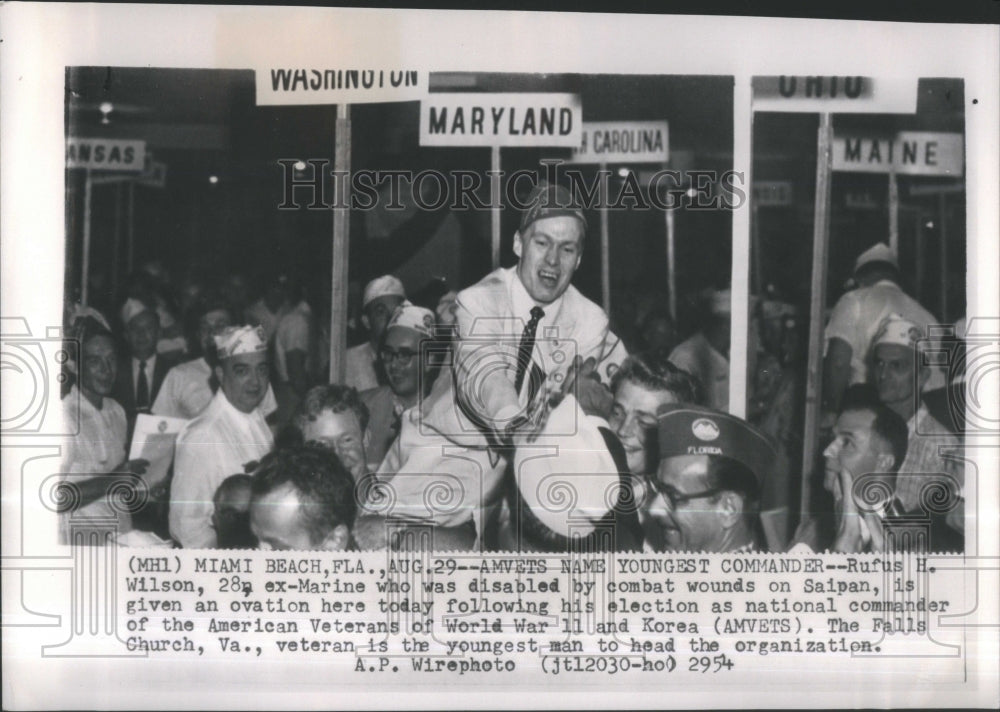 1954 Press Photo Rufus H. Wilson Disabled by Combat Wou- RSA34497- Historic Images