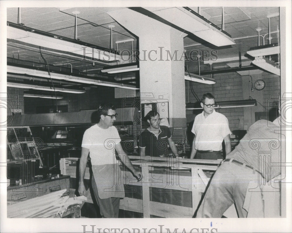 1969 Press Photo Men Working in a Lumber Factory- Historic Images