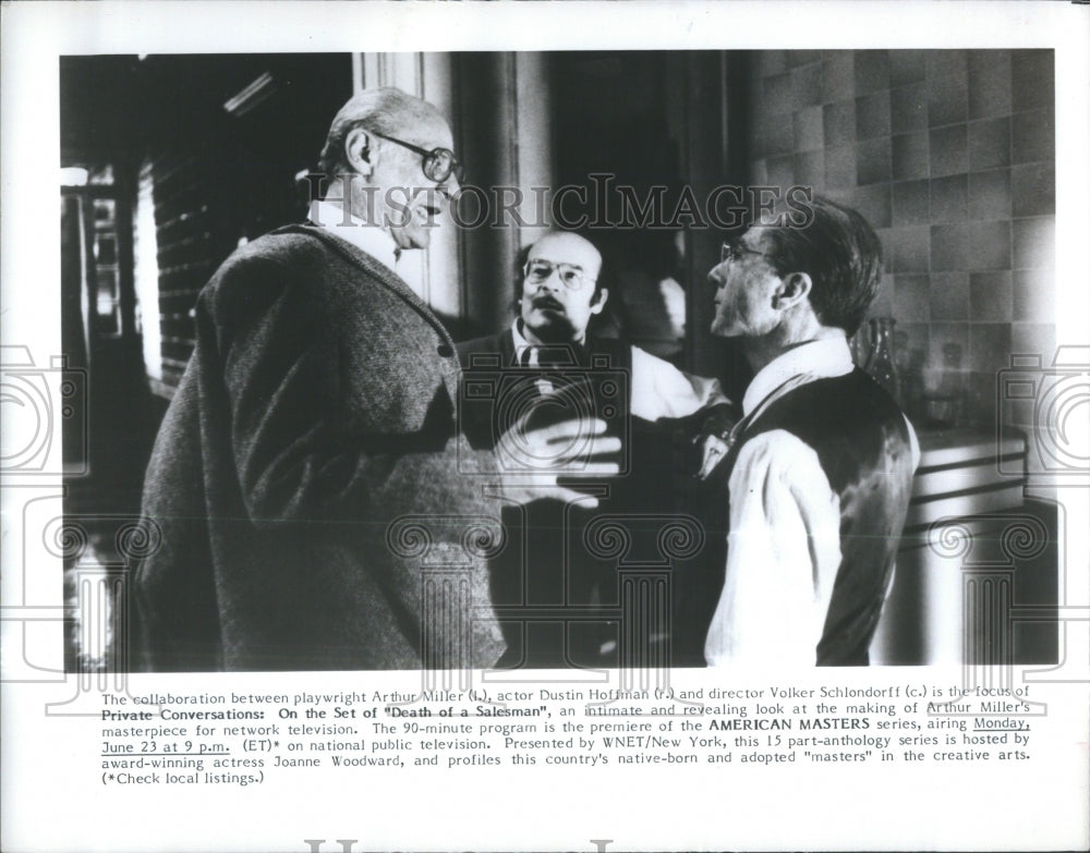 1986 Press Photo playwright Arthur Miller Dustin Hoffma- RSA39853- Historic Images