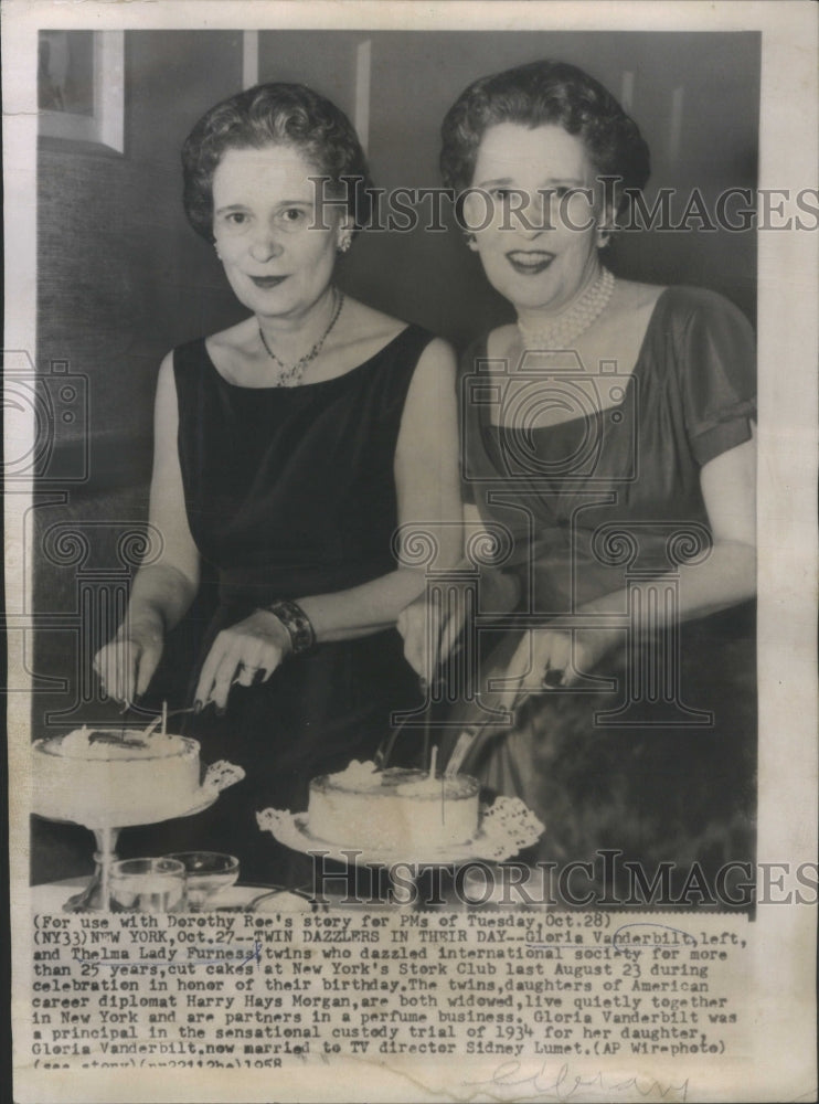 1958 Press Photo Gloria Vanderbilt Thelma Lady Furness - Historic Images