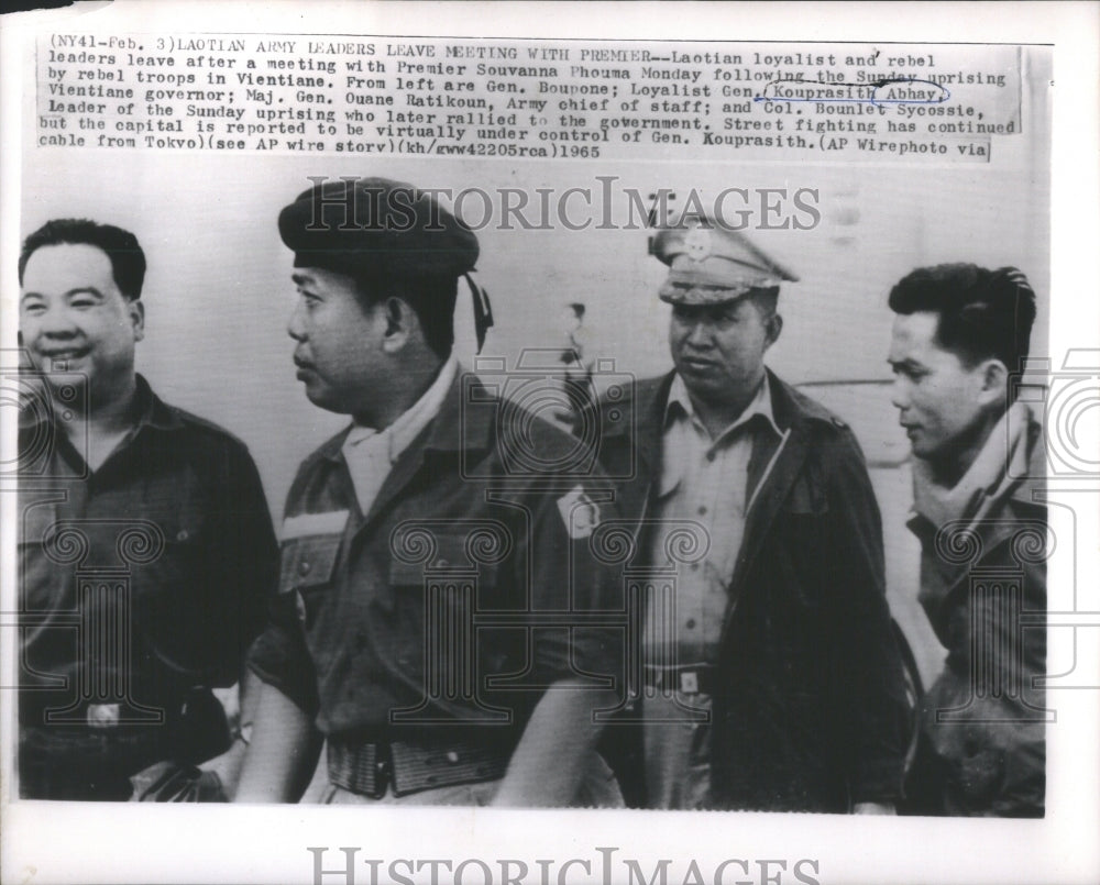 1965 Press Photo Premier Souvanna Abhay Kouprasith - Historic Images