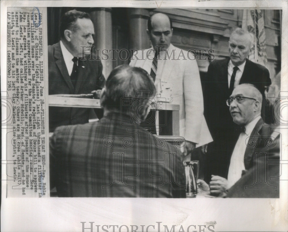 1963 Press Photo REP. NOBLE LEE CHICAGO JOHN ARTHUR CLA- RSA45153- Historic Images