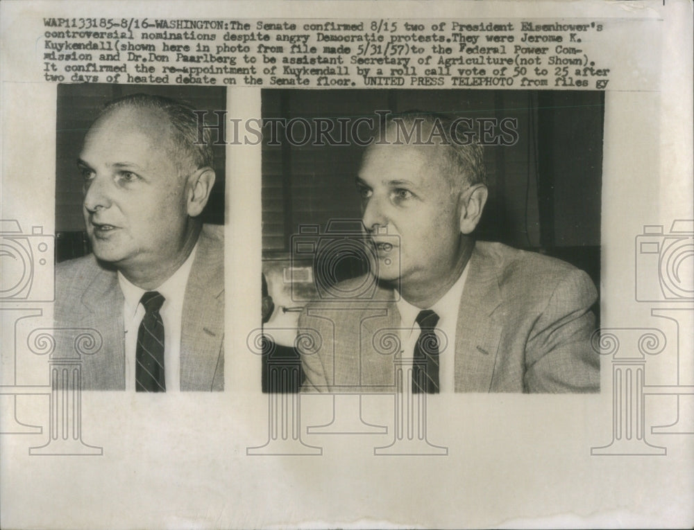 1957 Press Photo Jerome K. Kuykendall Federal Power Com- Historic Images