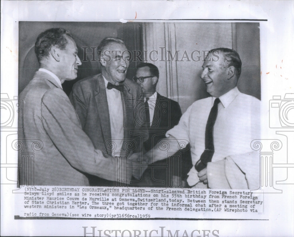 1959 Press Photo Selwyn Lloyd, Maurice Cove De Murville- RSA45701- Historic Images