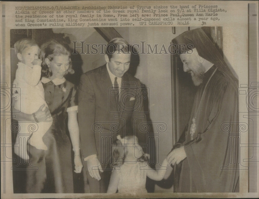 1968 Press Photo Alexia Archbishop Makarios Cyprus Gree- RSA51909- Historic Images