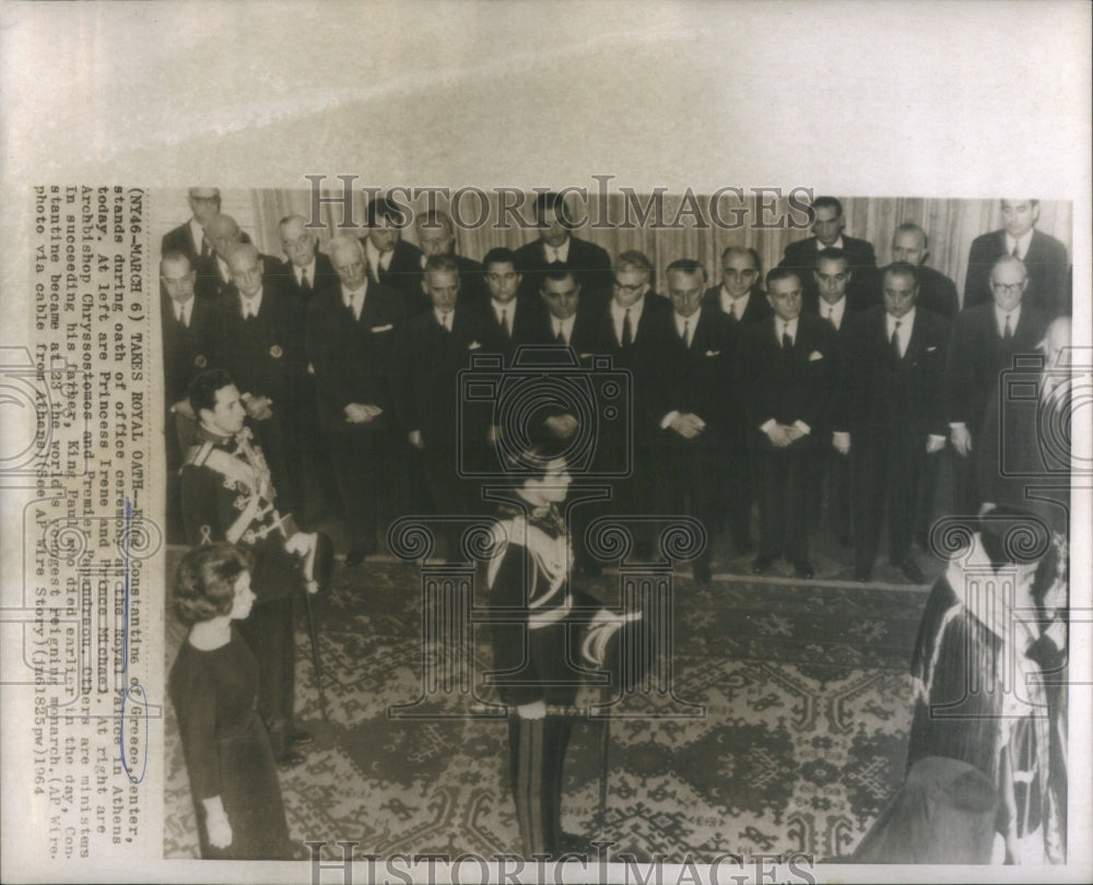 1964 Press Photo Greece King Constantine Takes Oath- RSA51933- Historic Images