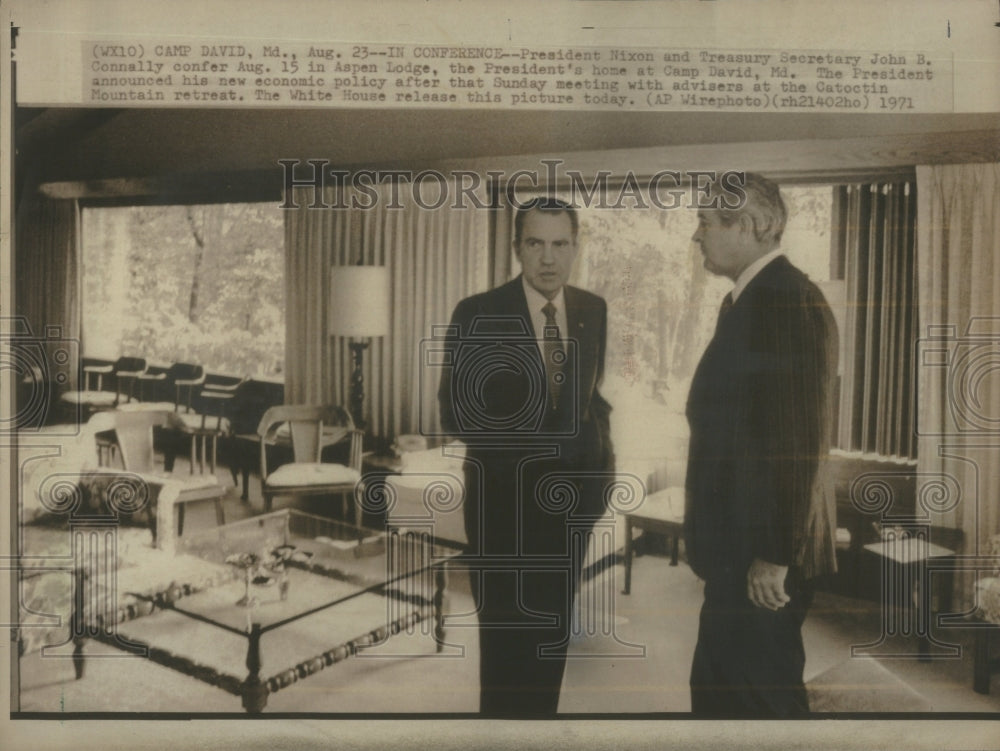 1971 Press Photo Pres Nixon w/ Treasury Sec John Connal- Historic Images