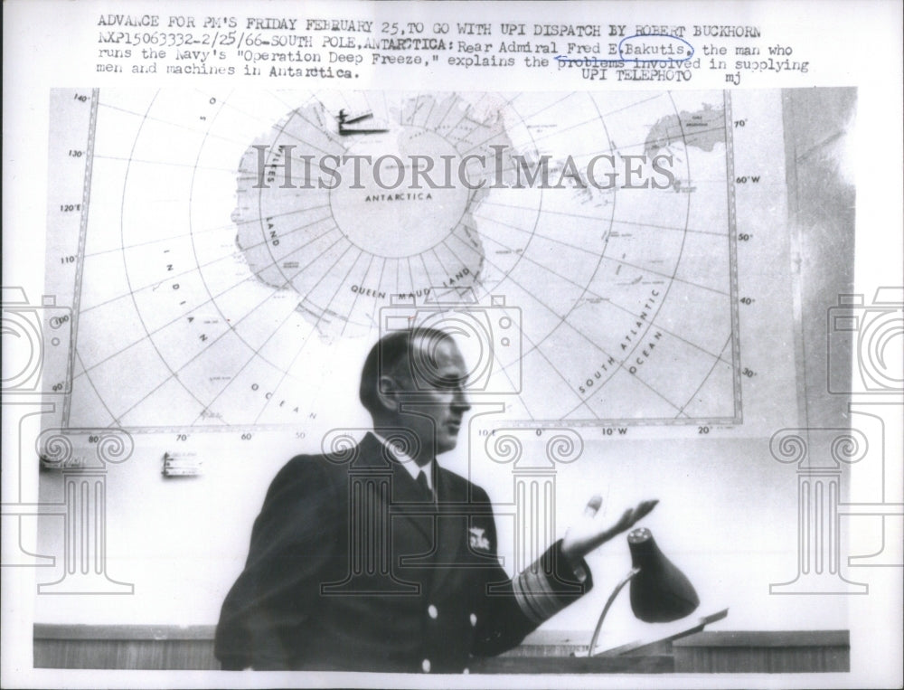 1966 Press Photo Rear Admiral Fred E. Bakutis Navy- Historic Images