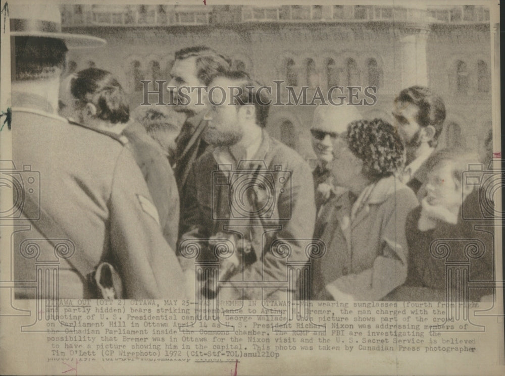 1972 Press Photo Arthur Bremen Richard Nixon President - Historic Images