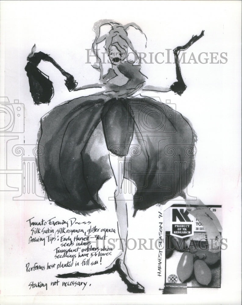 1991 Press Photo Gary Graham Vegetable Dress Designs- RSA55965- Historic Images
