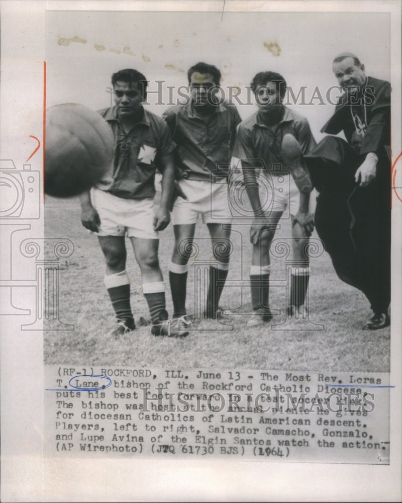 1964 Press Photo Rev Lcras Lane Catholic Diocese soccer- RSA56023- Historic Images