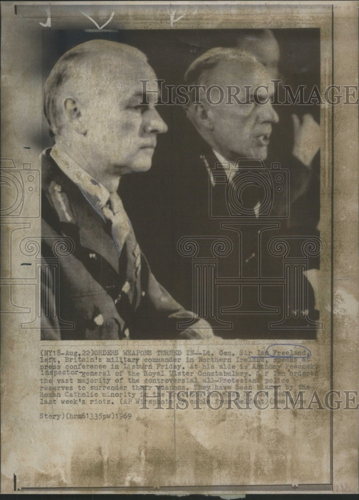 1969 Press Photo Sir Lan Freeland North Ireland Lisburn- RSA58595- Historic Images