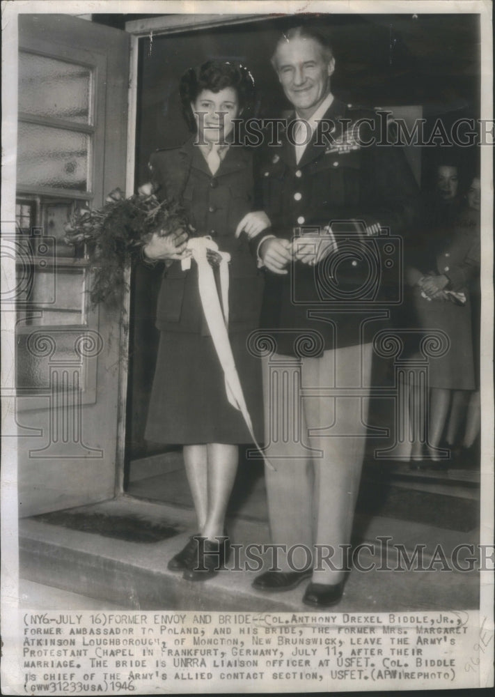 1946 Press Photo Col. Anthony Biddle &amp; Bride Margaret- RSA60687- Historic Images