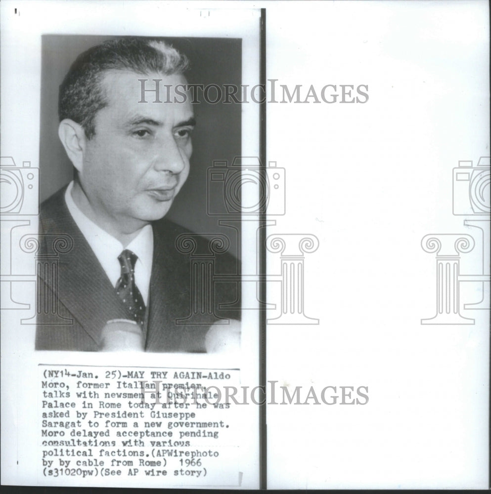1966 Press Photo Aldo Moro former Italian Premier at Quirinale Palace- Historic Images