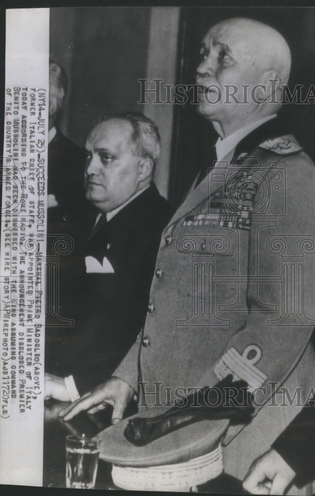 1943 Press Photo Marshal Pietro Badoglio Italian chief Prime Minister Benitc- Historic Images