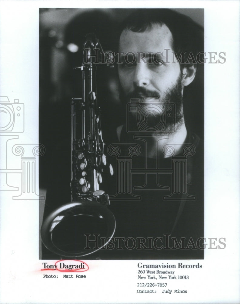 1982 Press Photo Tony Dagradi American Saxophonist Performer Gramavision Records- Historic Images