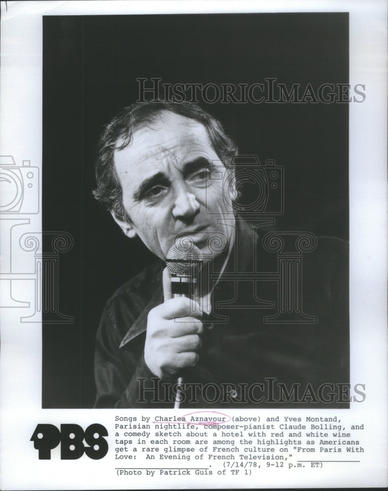 1978 Press Photo Charles Aznavour French Singer Actor- Historic Images
